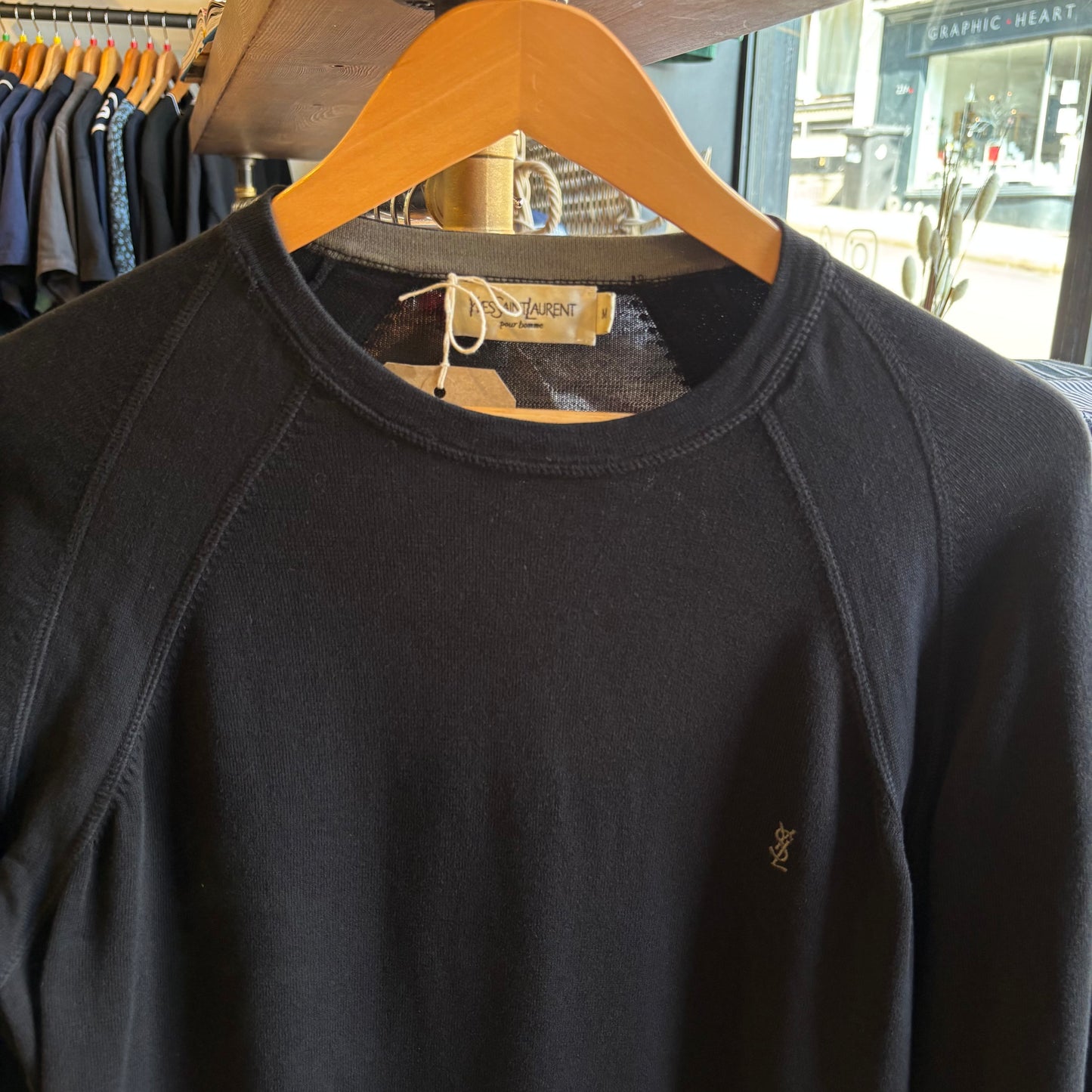 Yves Saint Laurent Thin Logo Knit Jumper Black (Large)