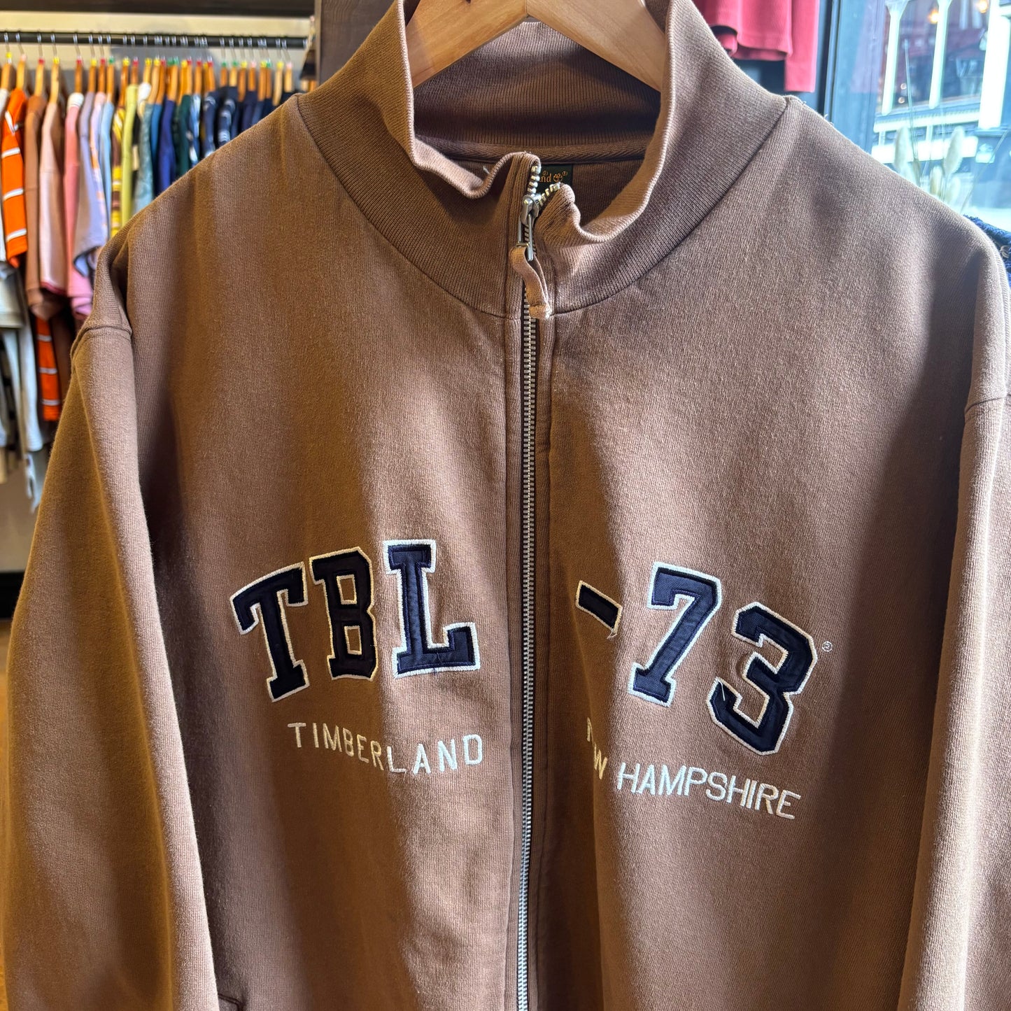 Timberland Oversized Spellout Full Zip Jumper Brown (Large)