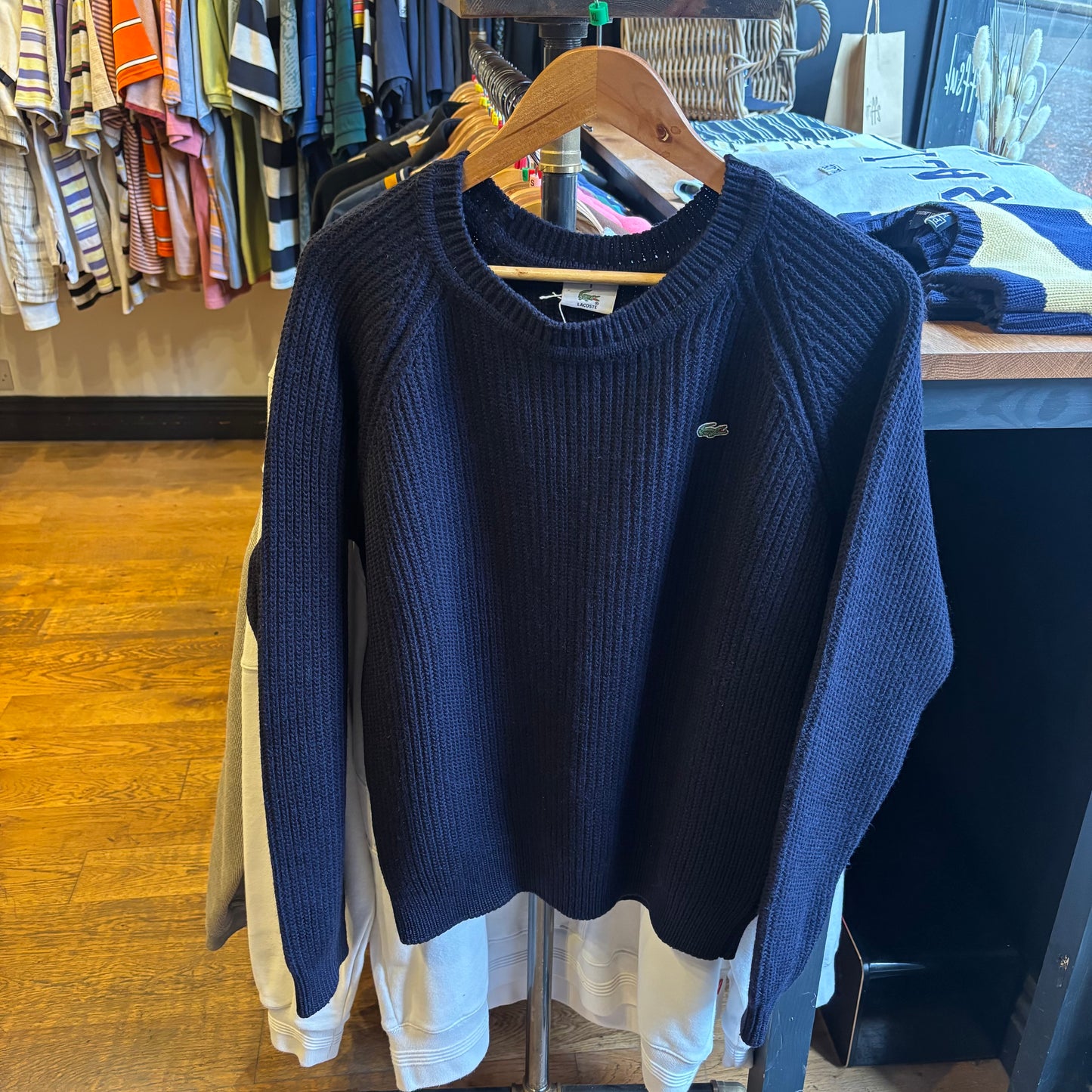 Lacoste Fisherman Style Chunky Knit Navy (XL)