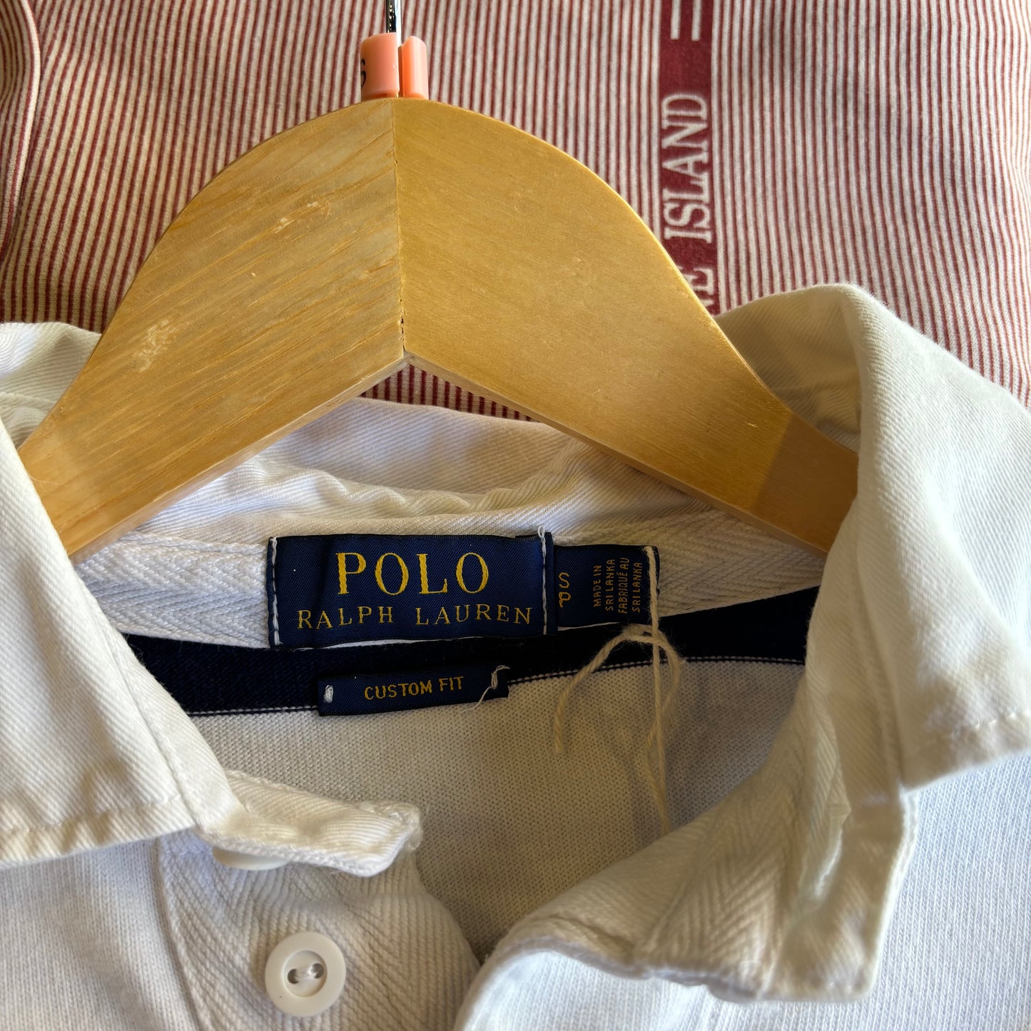 Ralph Lauren Stripe Rugby Polo Shirt White/ Navy (Small)