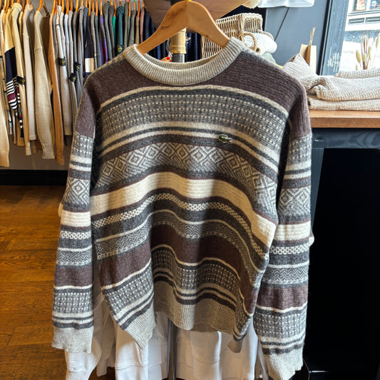 Lacoste Funky Pattern Chunky Knit Brown/ Beige (Medium)