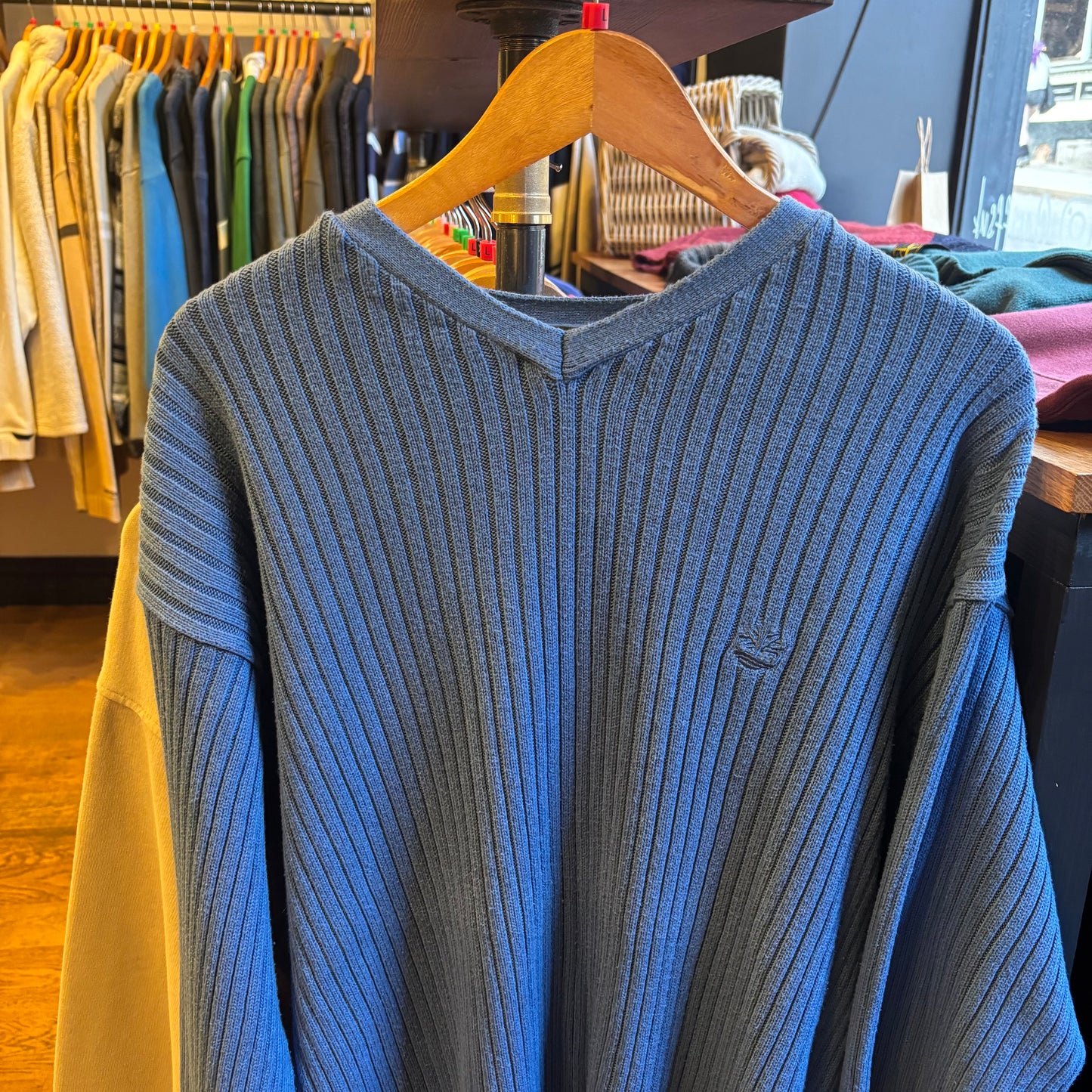 Timberland V Neck Knit Jumper Light Blue (Large)