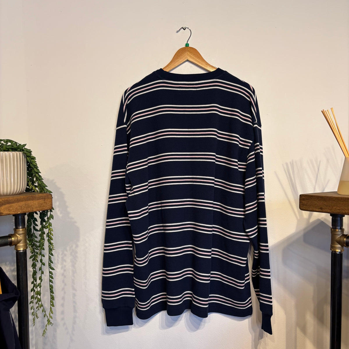 Palace SS26 Trio Stripe Waffle Longsleeve Top Navy (XL)