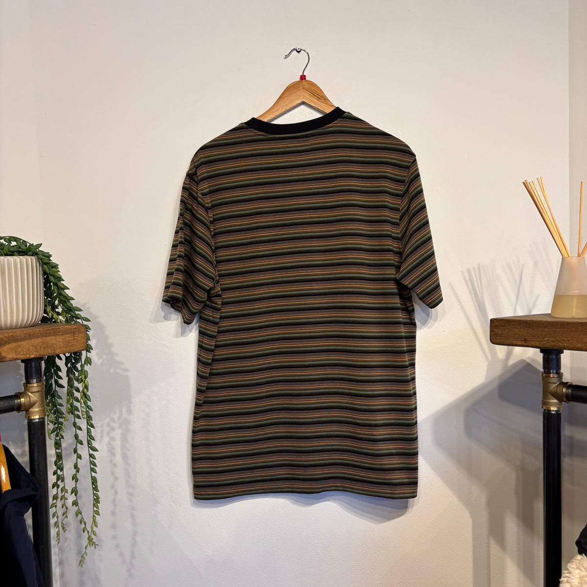 Stussy Mini Stripe Crew T-Shirt Green/ Black (Large)