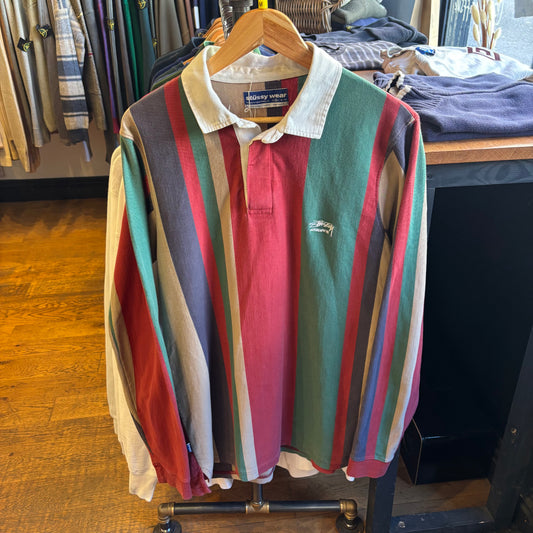 Stussy Authentic Stripe Rugby Polo Shirt (Medium)