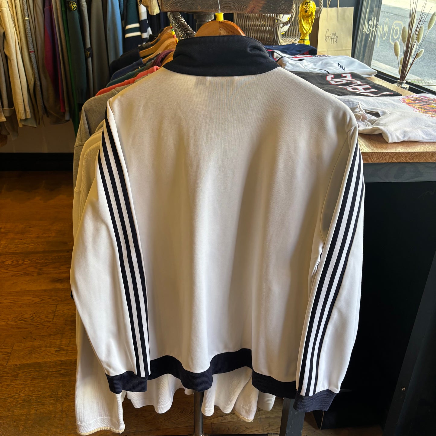 Adidas Zip Up Track Jacket White/ Navy (Medium)