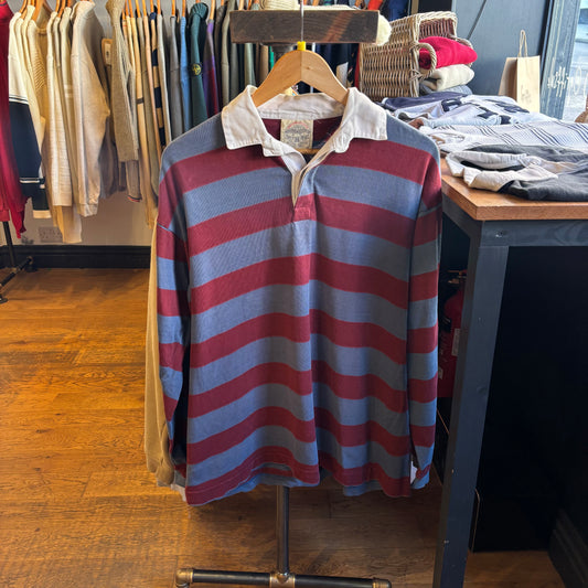 Levi's Longsleeve Striped Rugby Polo Shirt Blue/ Red (Medium)