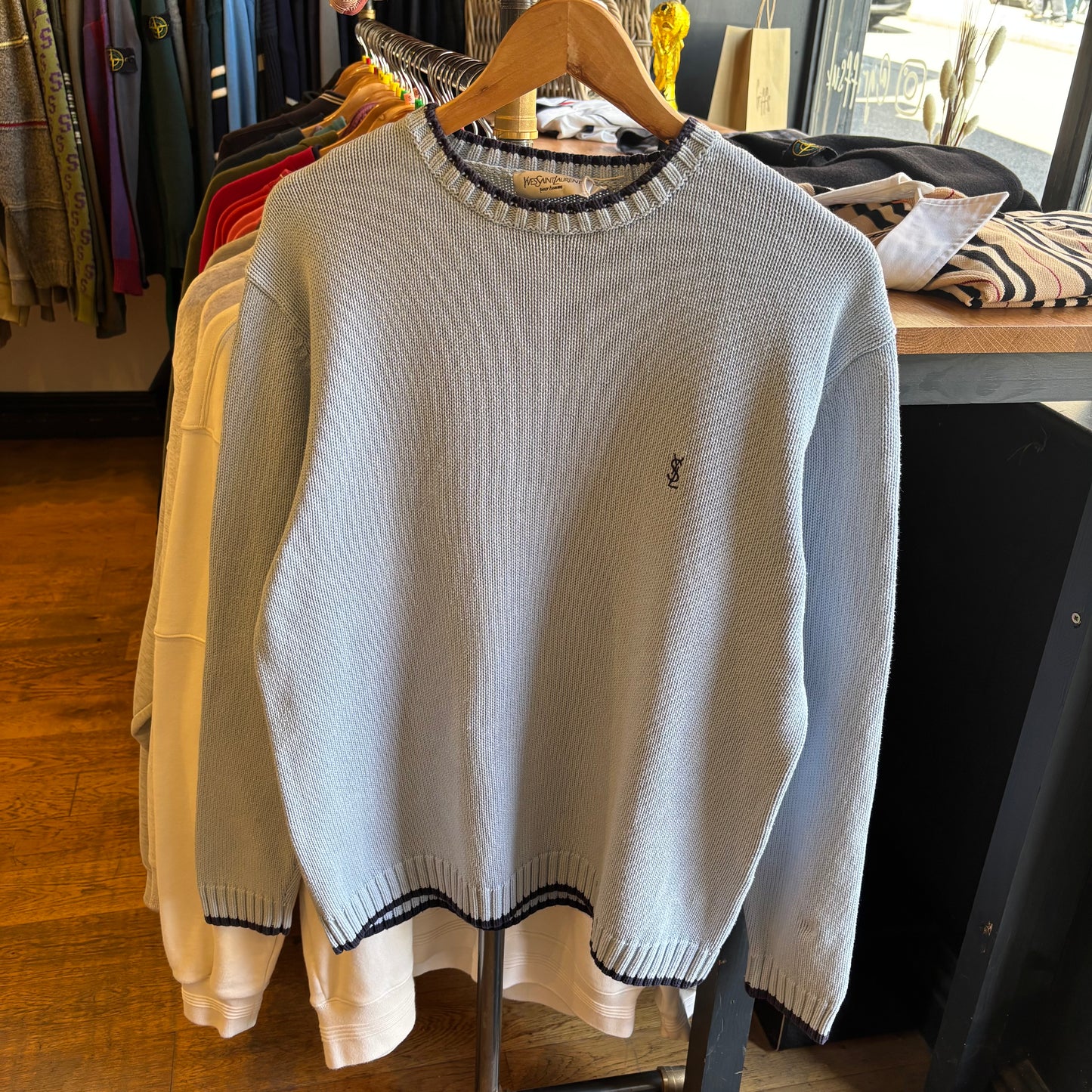 Yves Saint Laurent Pullover Knit Jumper Light Blue (Medium)