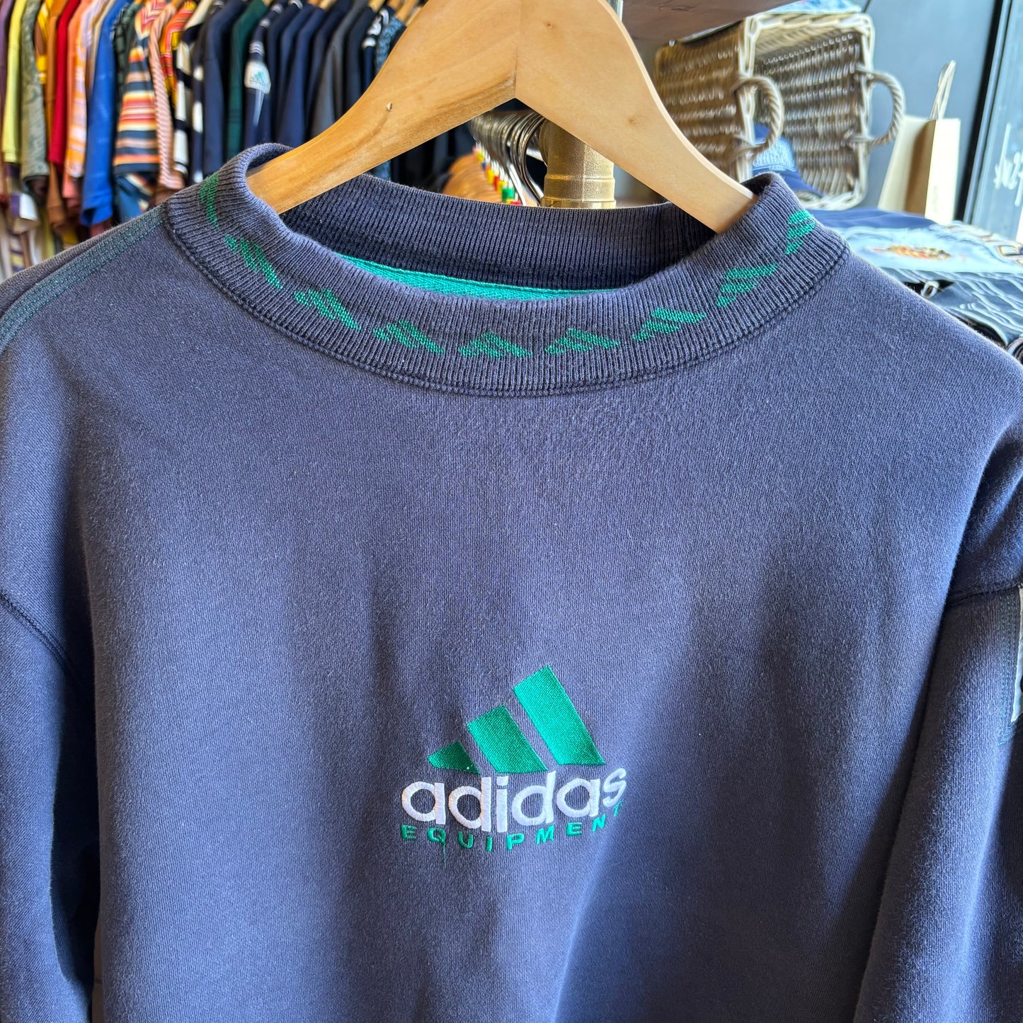 Adidas Equipment Spellout Oversized Sweatshirt Navy (Large)