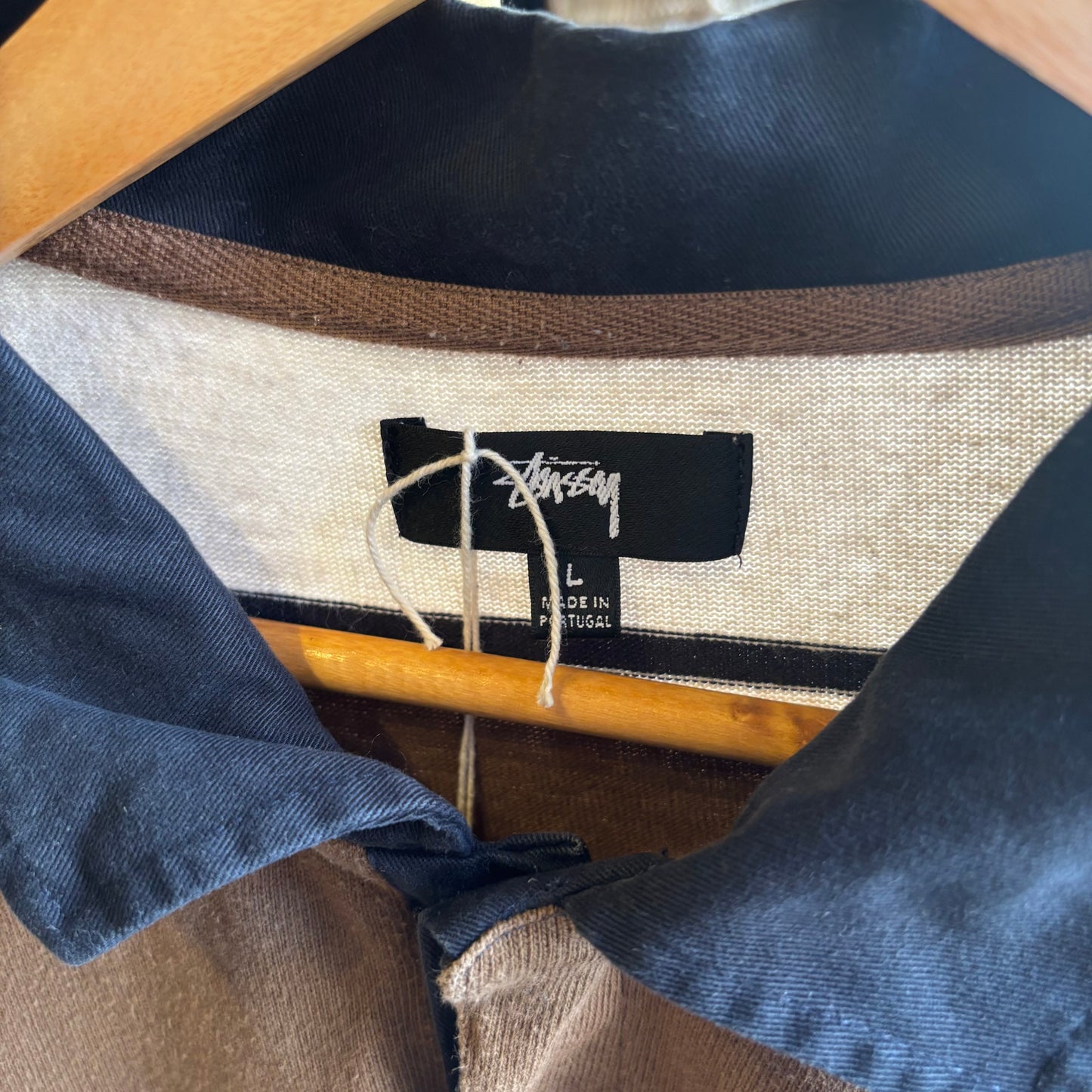 Stussy Longsleeve Rugby Polo Shirt Brown/ Black (Large)