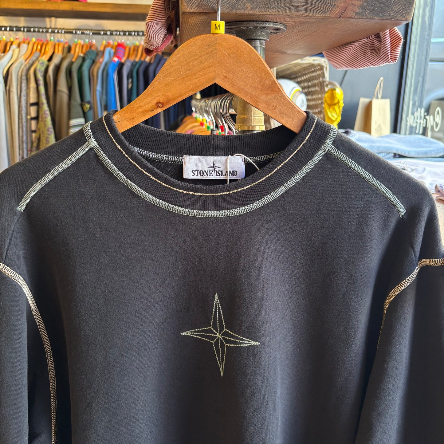Stone Island A/W 2023 Contrast Stitch Sweatshirt Black (Medium)