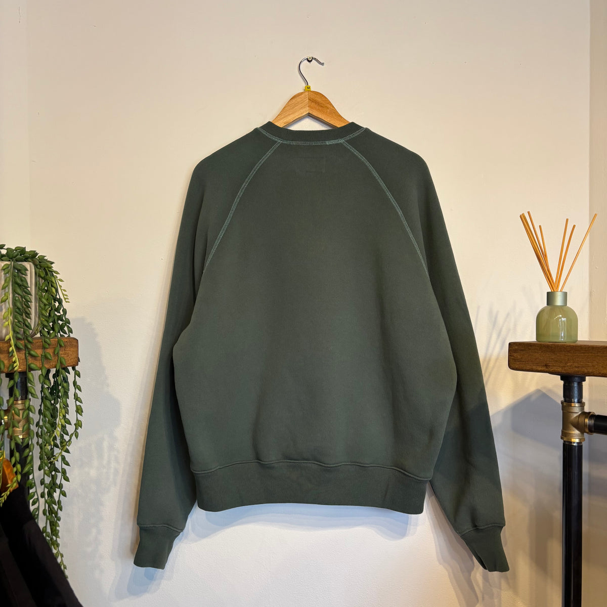 Stussy Overlock Varsity Raglan Crew Sweatshirt Pine Green (Medium)