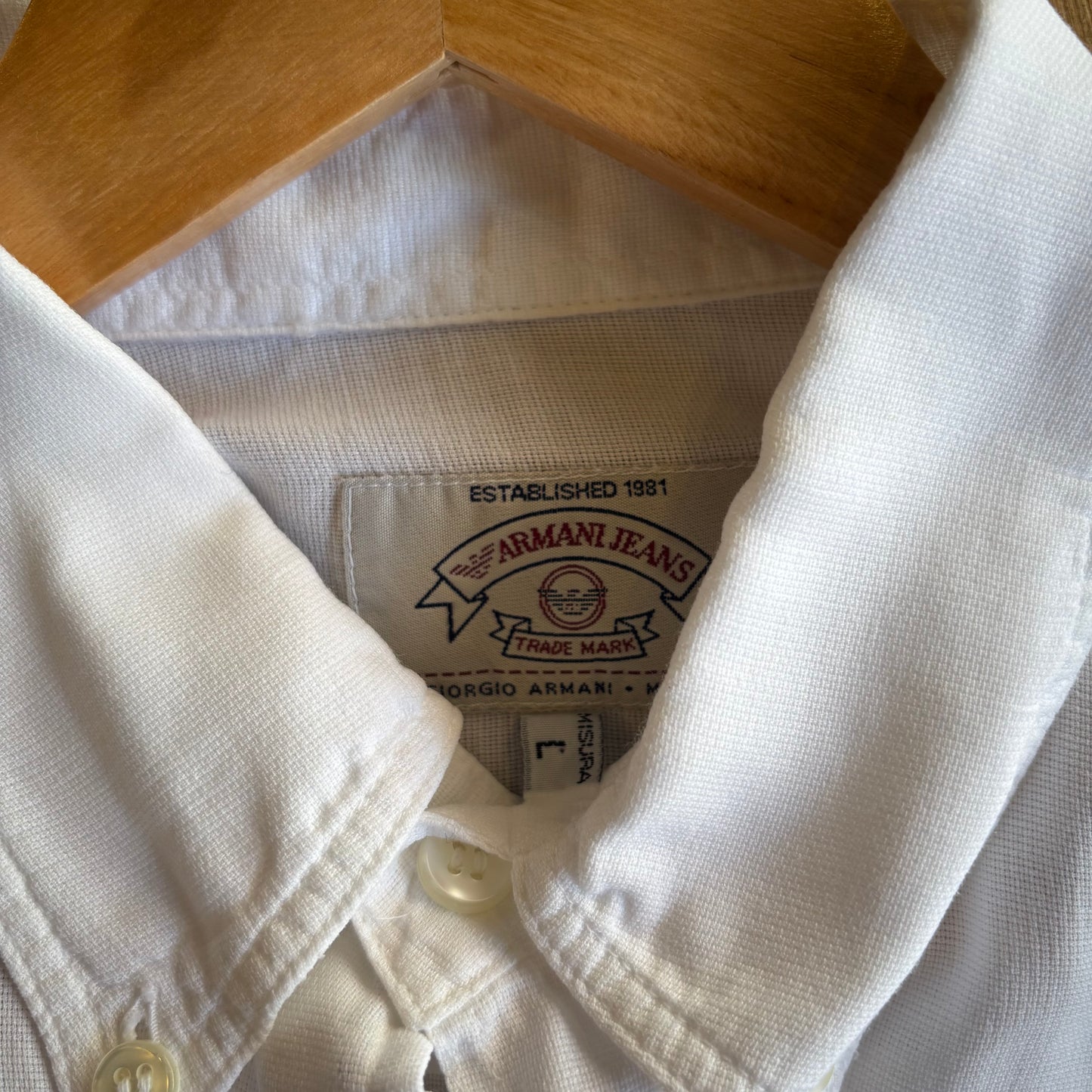 Armani Jeans 90s Linen Shirt White (Large)