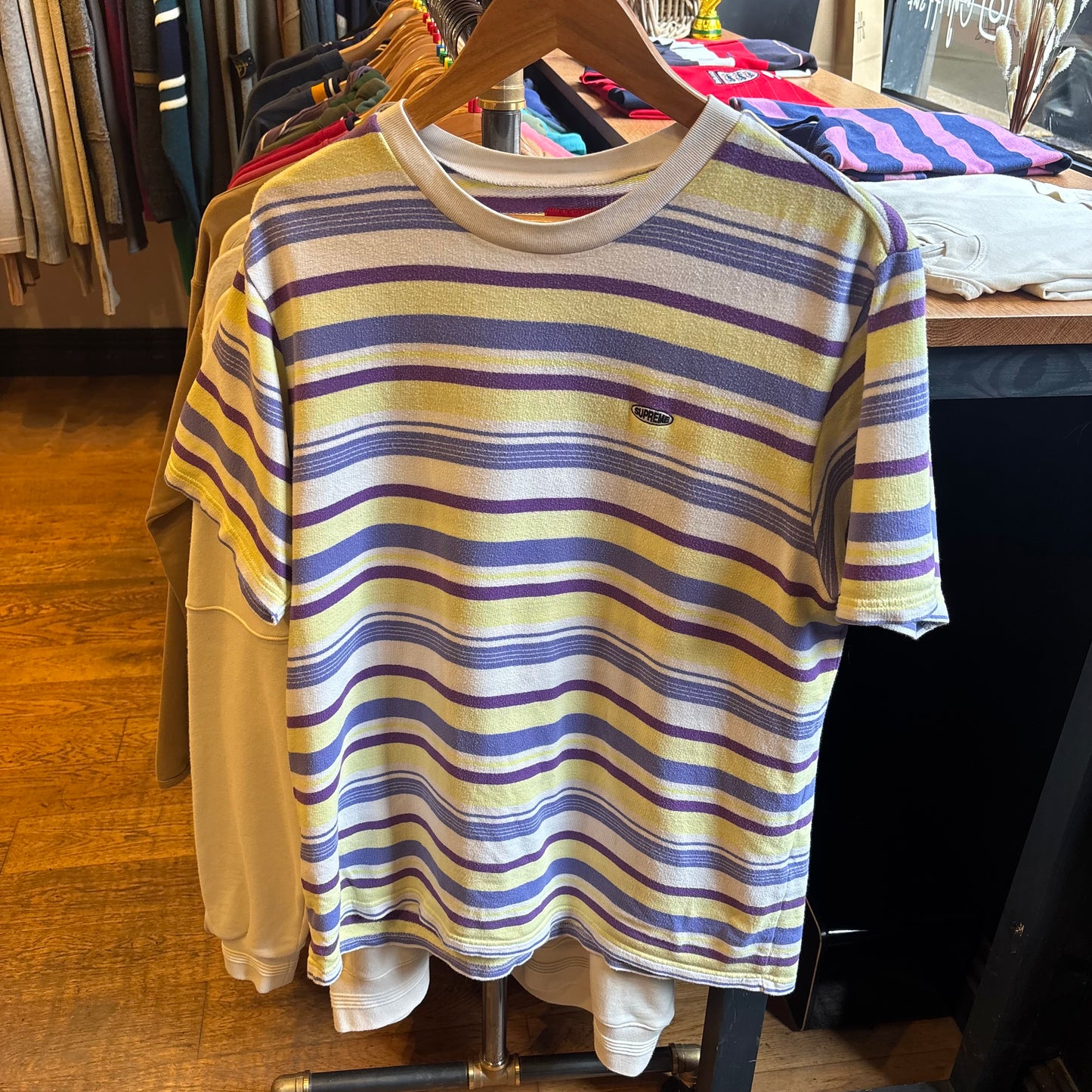 Supreme SS19 Multi Stripe Terry T-Shirt White (Medium)