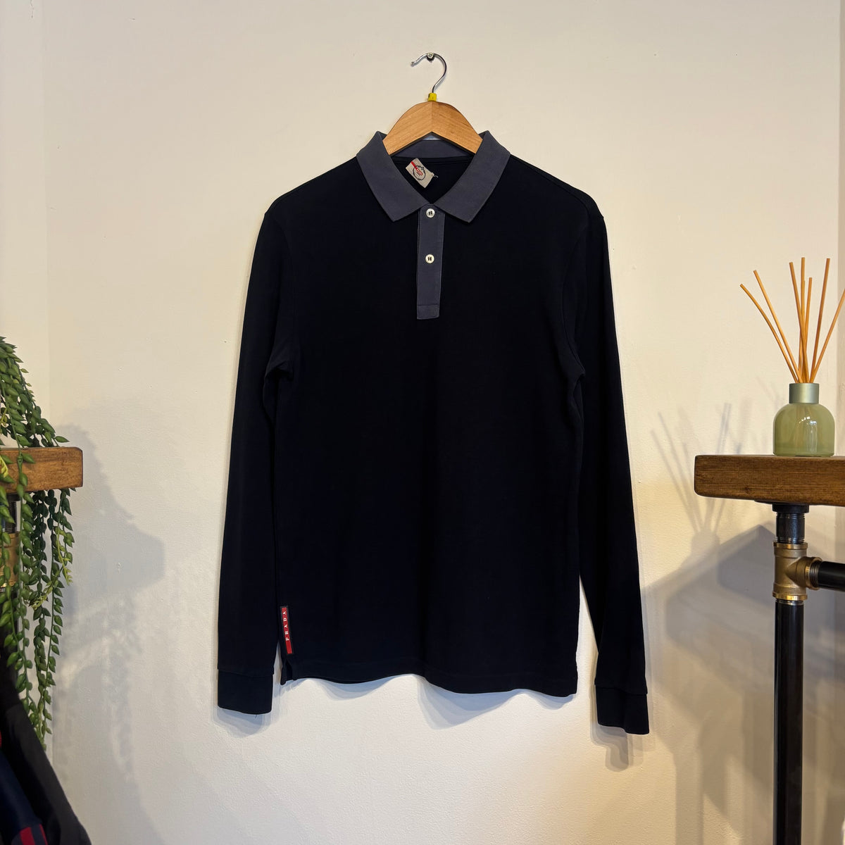 Prada 2000's Longsleeve Polo Shirt Navy (Medium)