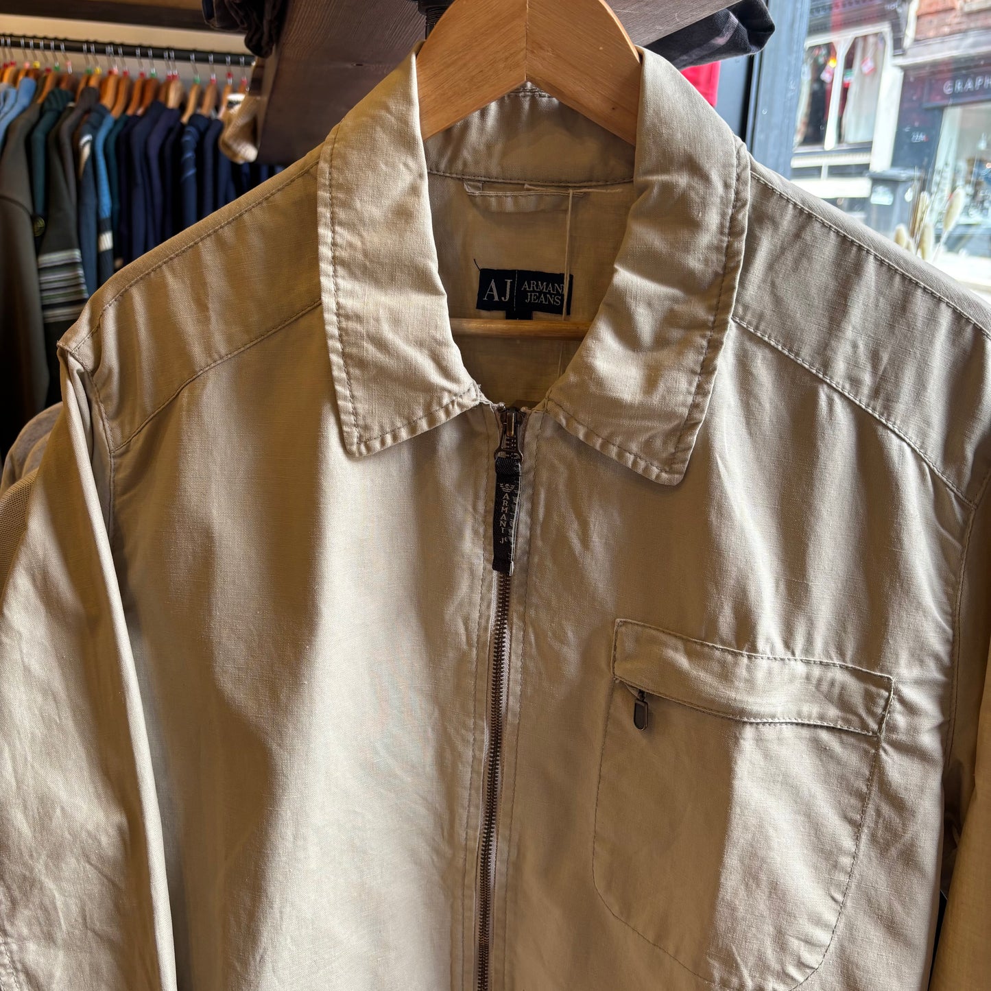 Armani Jeans Utility Zip Up Jacket Beige (Large)