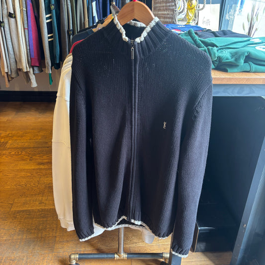 Yves Saint Laurent Full Zip Knit Jumper Black (Large)