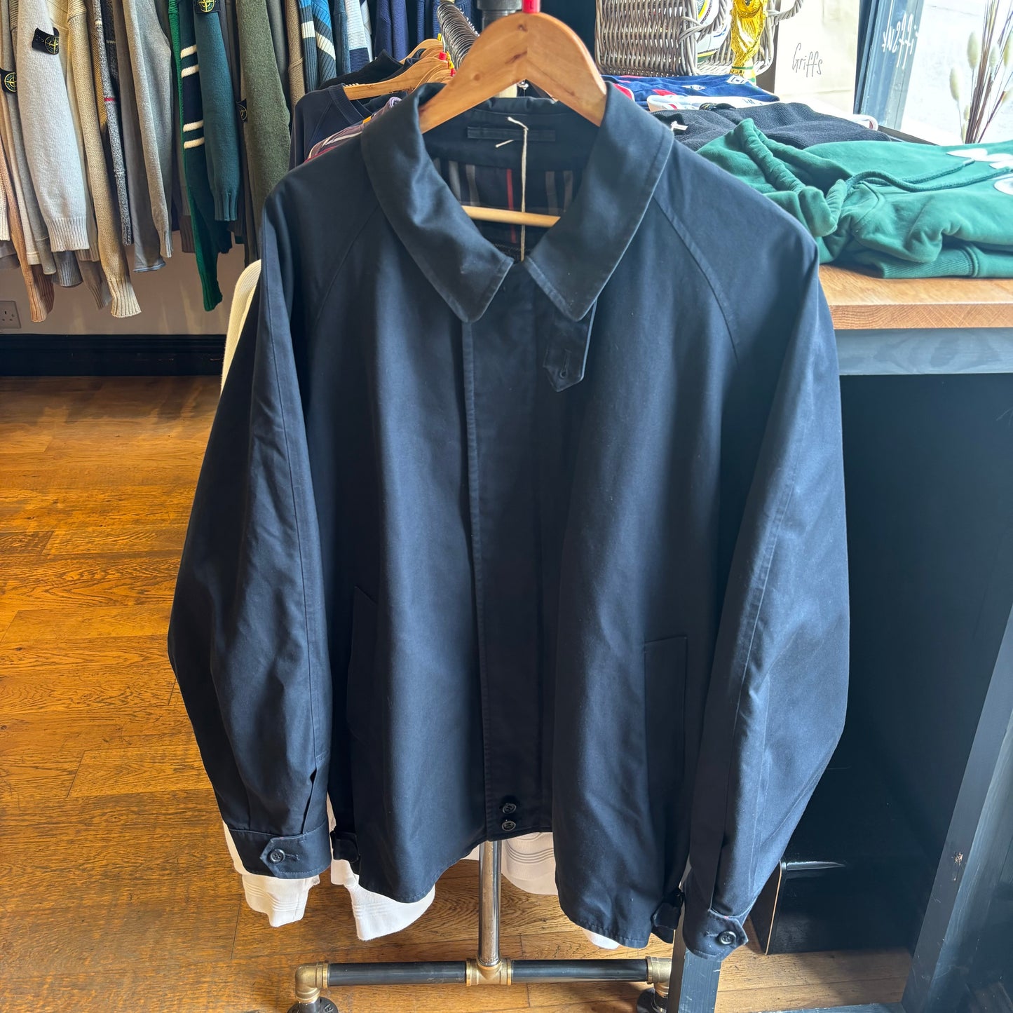 Burberry Harrington Zip Up Jacket Navy (Large)