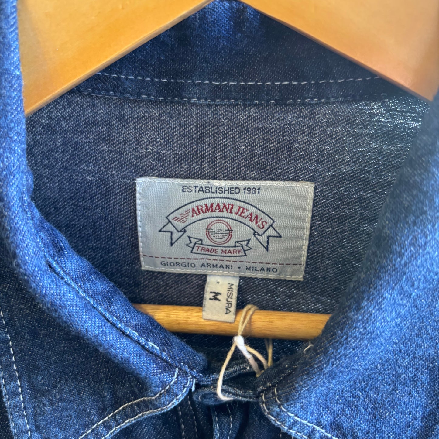 Armani Jeans 90s Denim Longsleeve Shirt Blue (Medium)