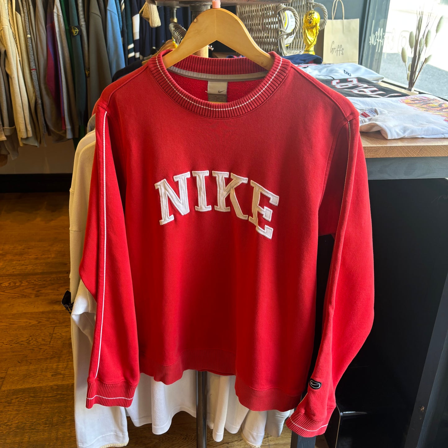 Nike Spellout Oversized Sweatshirt Red (Small)