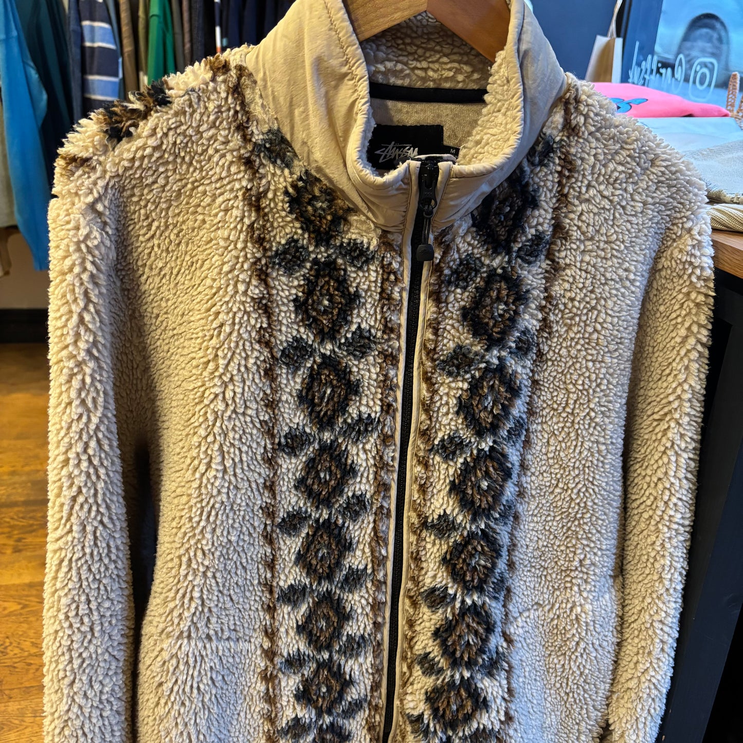 Stussy Noma Lima Jacquard Sherpa Fleece Jacket (Medium)