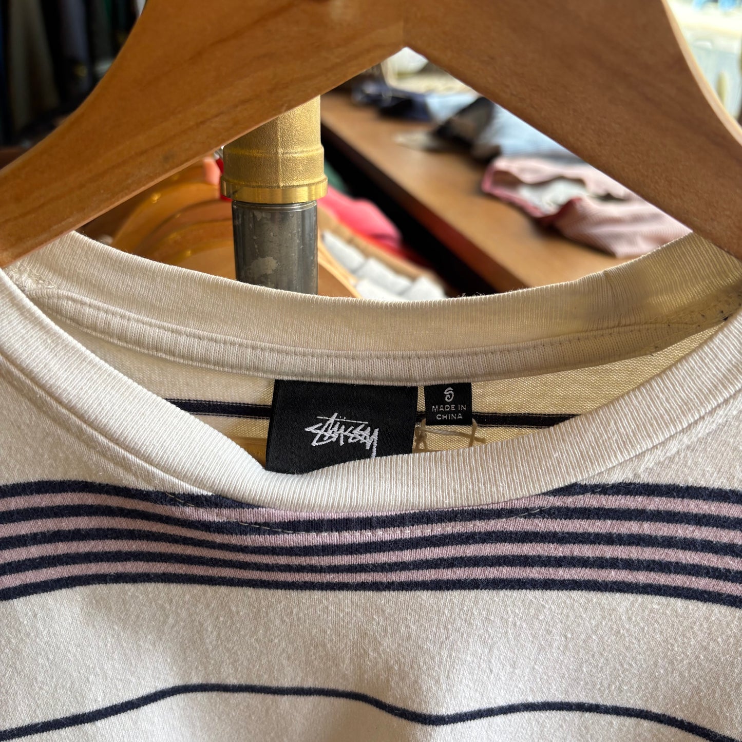 Stussy Asher Longsleeve Stripe T-Shirt White (Small)