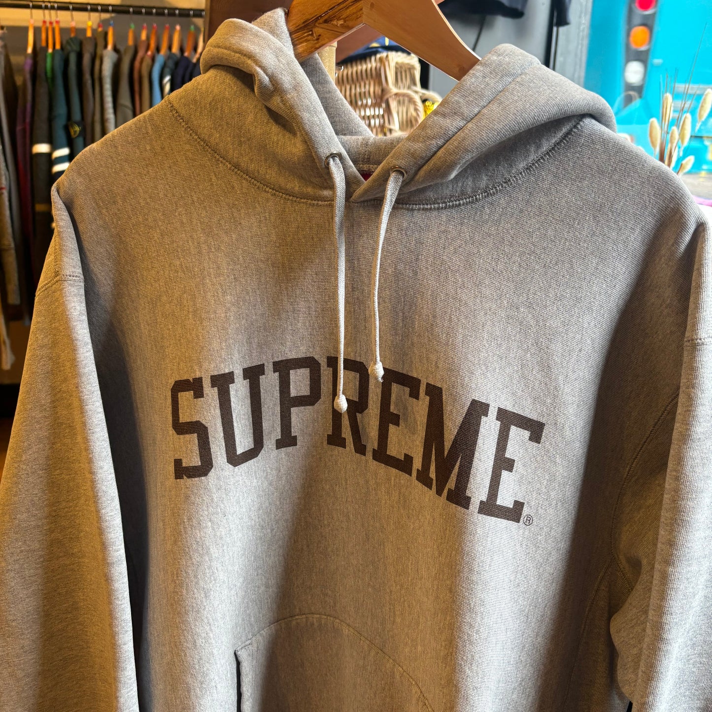 Supreme FW23 Varsity Spellout Hoodie Grey (Large)