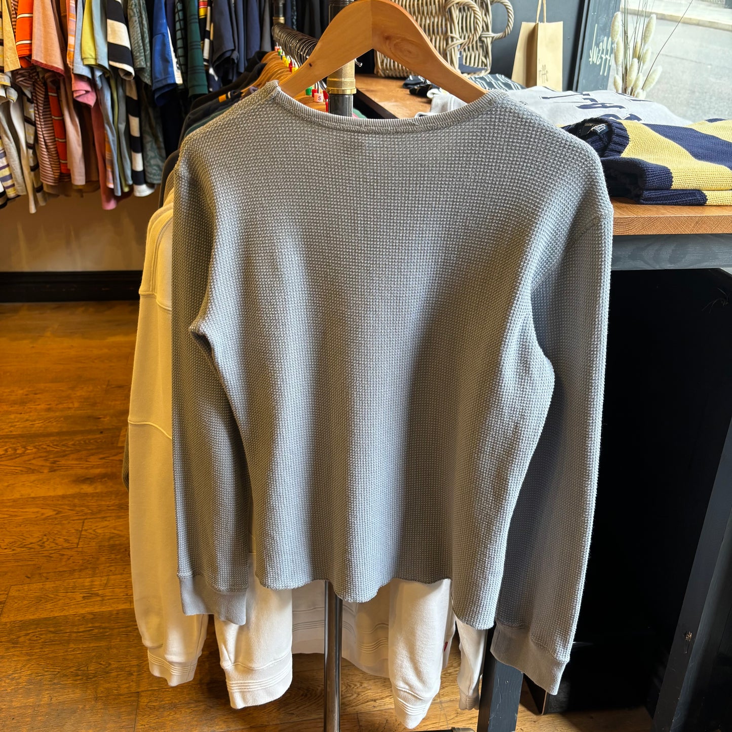 Emporio Armani 90s Waffle Knit Crew Top Light Blue (Medium)