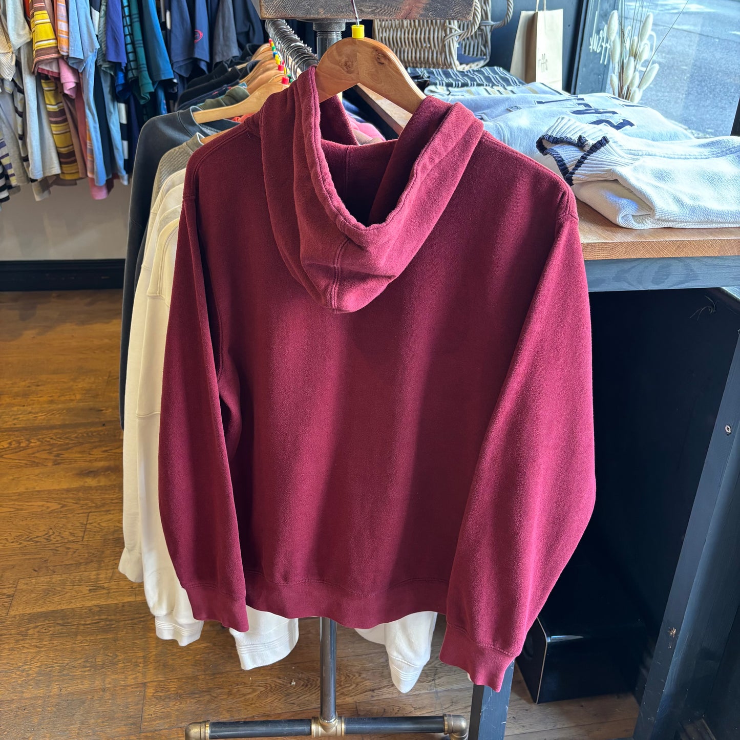 Stussy 2000's Spellout Oversized Hoodie Burgundy (Medium)