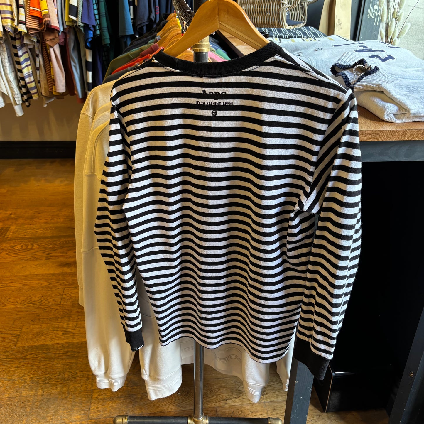 Aape By Bape Stripe Longsleeve T-Shirt Black/ White (Small)