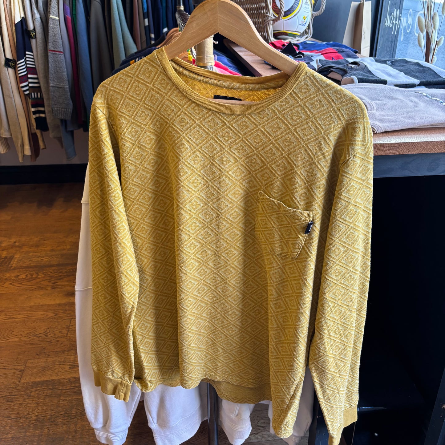 Stussy Diamond Crew L/S T-Shirt Yellow (Medium)