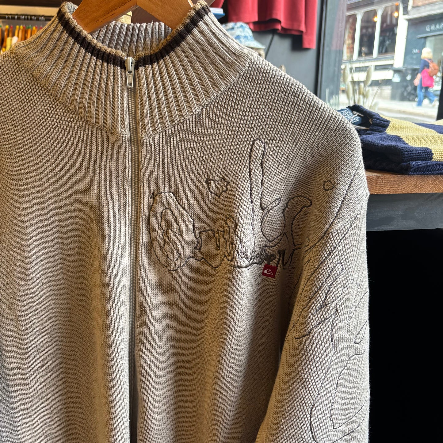 Quiksilver Full Zip Knit Jumper Cream (XL)