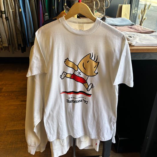 Barcelona Olympics 1992 Mascot Graphic T-Shirt White (Medium)