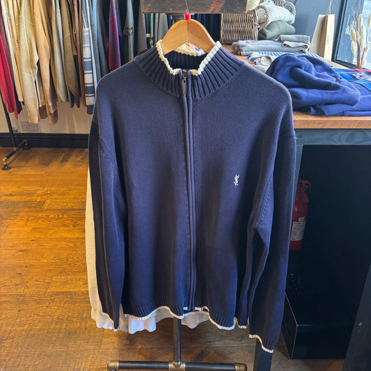 Yves Saint Laurent Full Zip Knit Jumper Navy (Large)