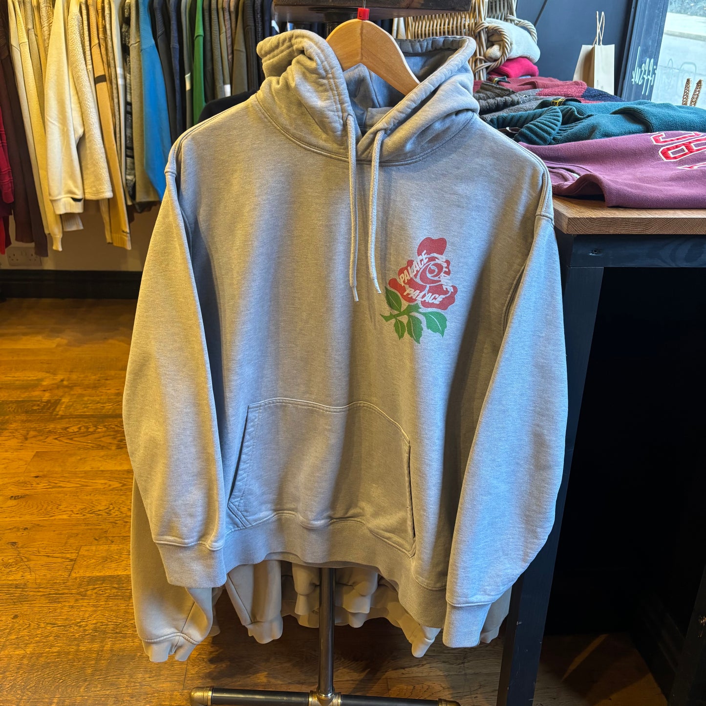 Palace SS22 English Rose Hoodie Grey (Large)