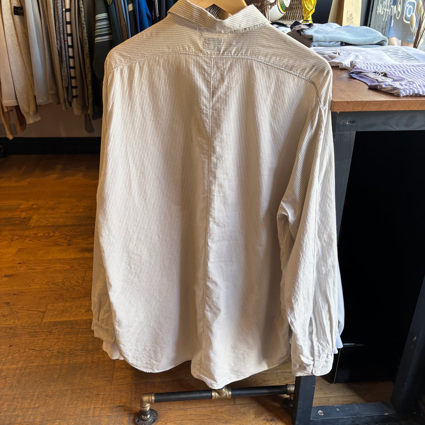 CP Company 2000's Pinstripe Button Shirt White/ Blue (XL)