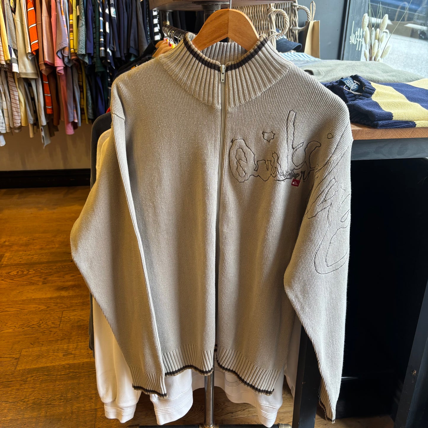 Quiksilver Full Zip Knit Jumper Cream (XL)