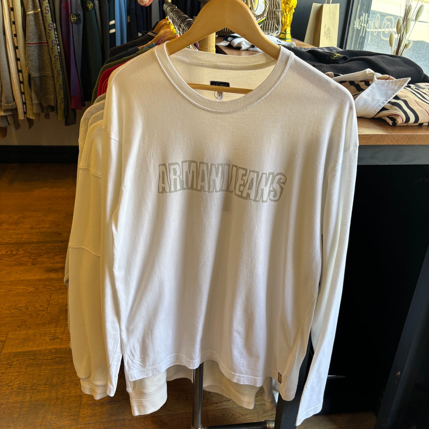 Armani Jeans Print Longsleeve T-Shirt White (Medium)