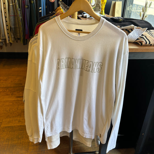 Armani Jeans Print Longsleeve T-Shirt White (Medium)