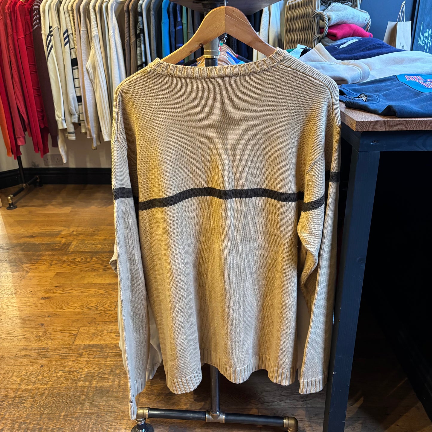 Timberland Stripe Pullover Knit Jumper Beige (XL)