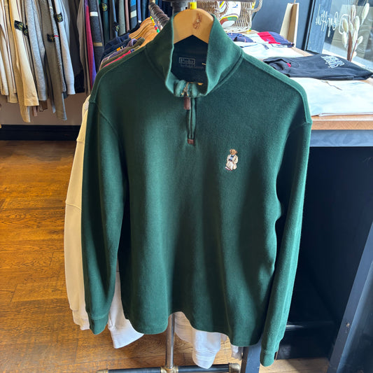 Ralph Lauren Bear Quarter Zip Jumper Green (Large)