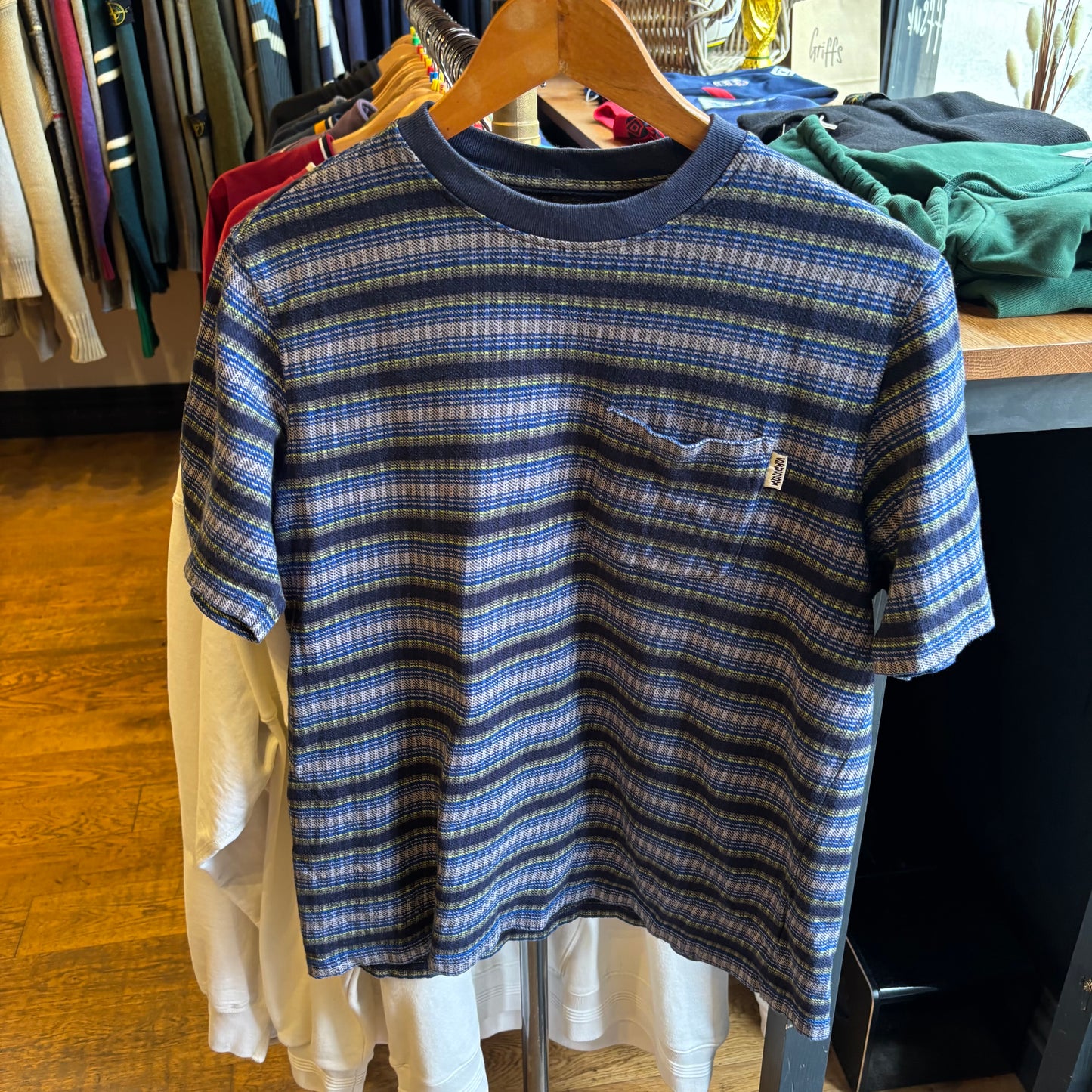 Stussy Ombre Stripe Crew T-Shirt Navy (Small)