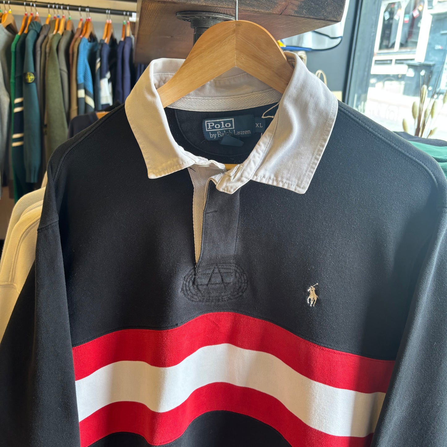 Ralph Lauren Stripe Longsleeve Polo Shirt Black (XL)