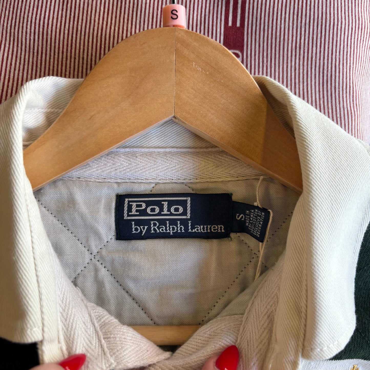 Ralph Lauren Striped Rugby Shirt Green/ White (Small)