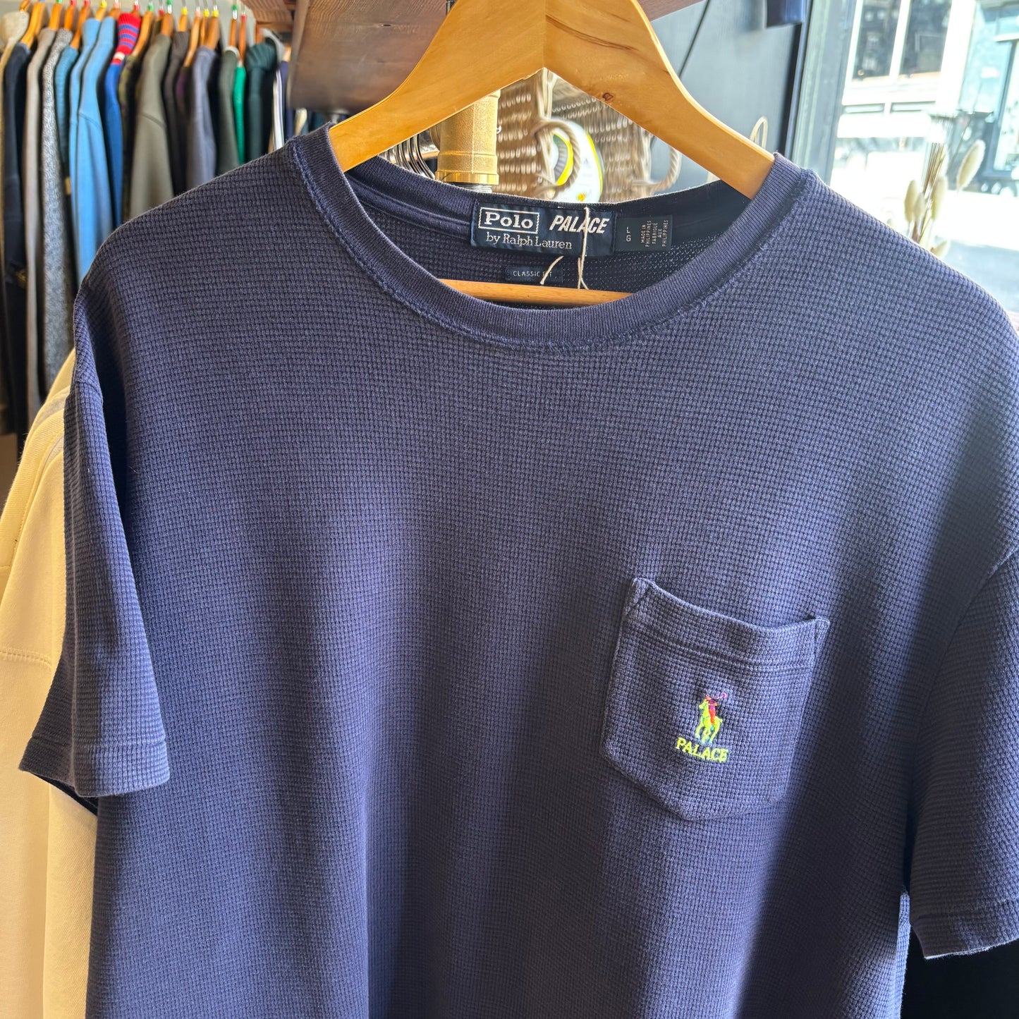 Palace Ralph Lauren FW18 Waffle Pocket T-Shirt Navy (Large)