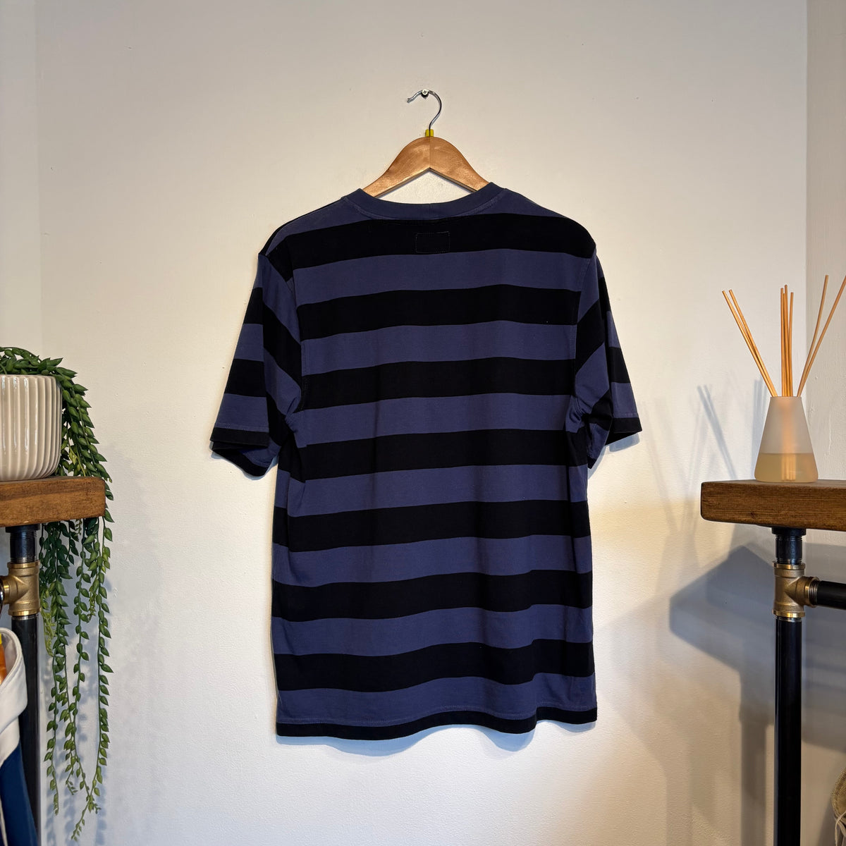 Stussy Classic Stripe Crew T-Shirt Blue/ Black (Medium)