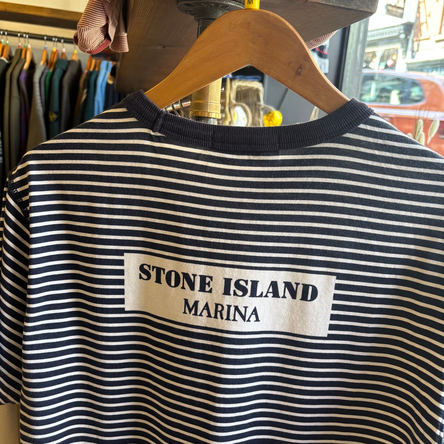 Stone Island S/S 2018 Marina Stripe T-Shirt White/ Blue (Medium)