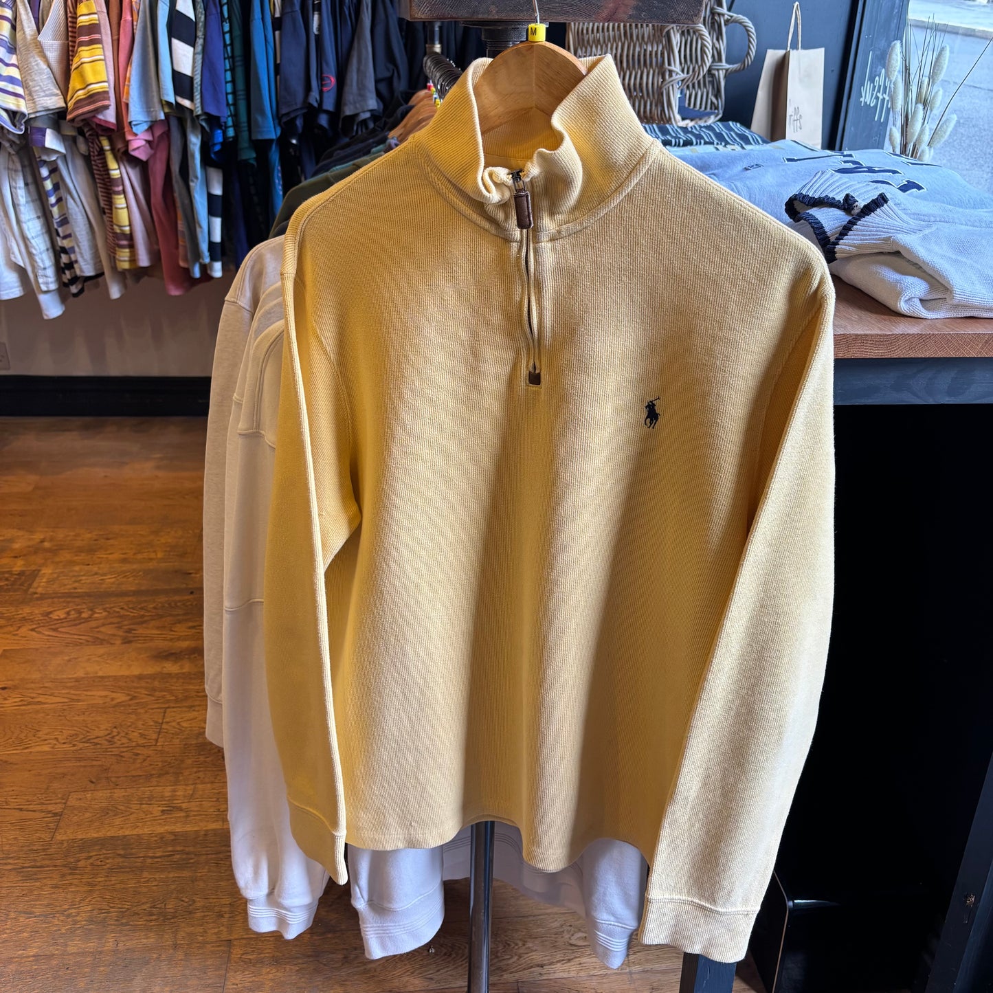 Ralph Lauren Quarter Zip Pullover Jumper Yellow (Medium)