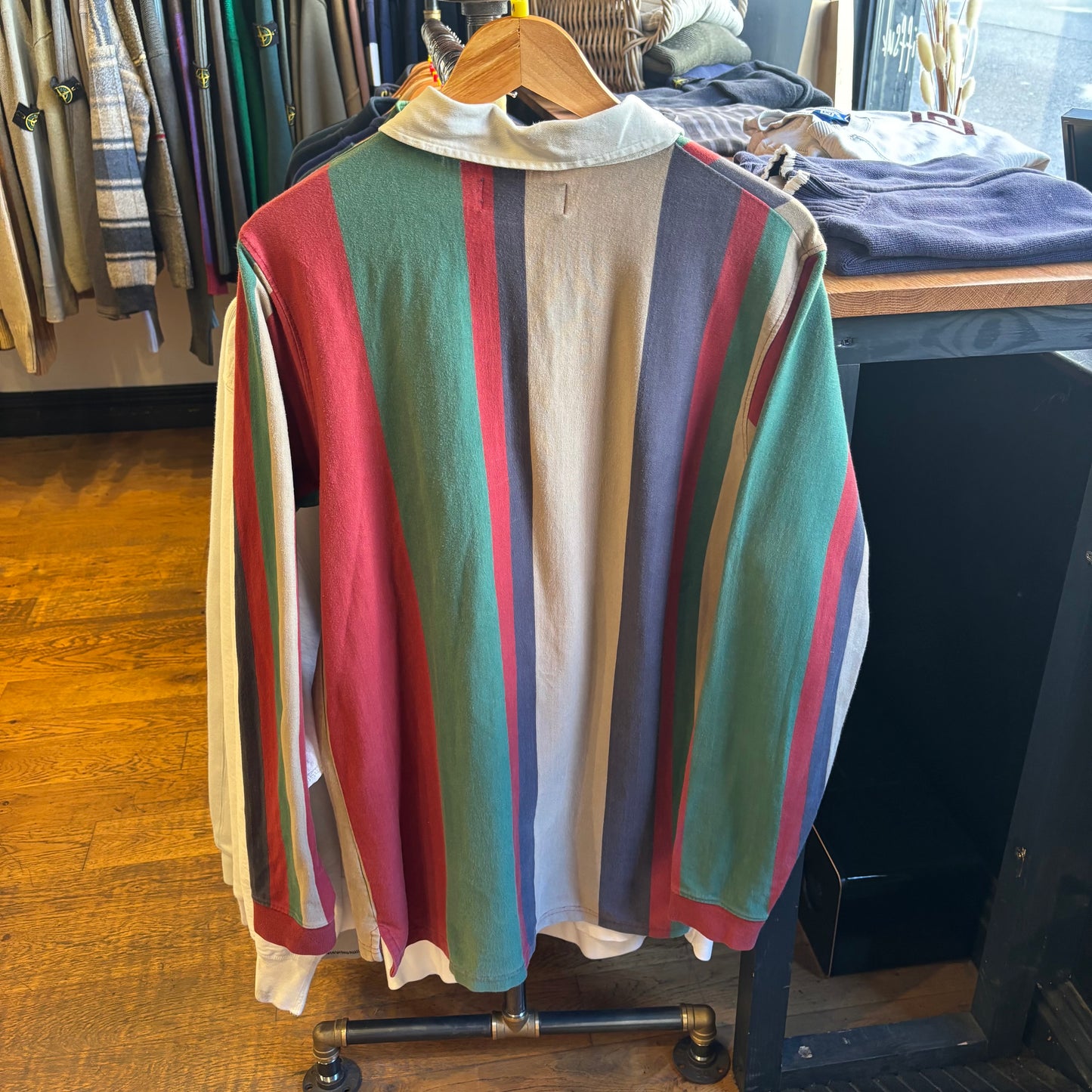 Stussy Authentic Stripe Rugby Polo Shirt (Medium)