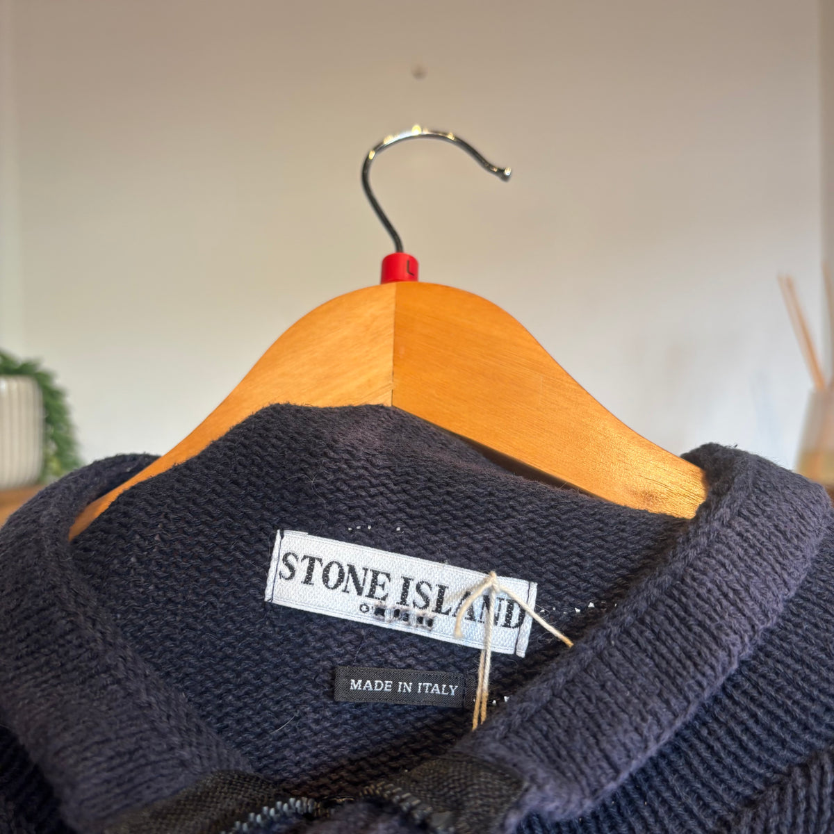 Stone Island 2000s Full Zip Knit Jumper Navy (Large)